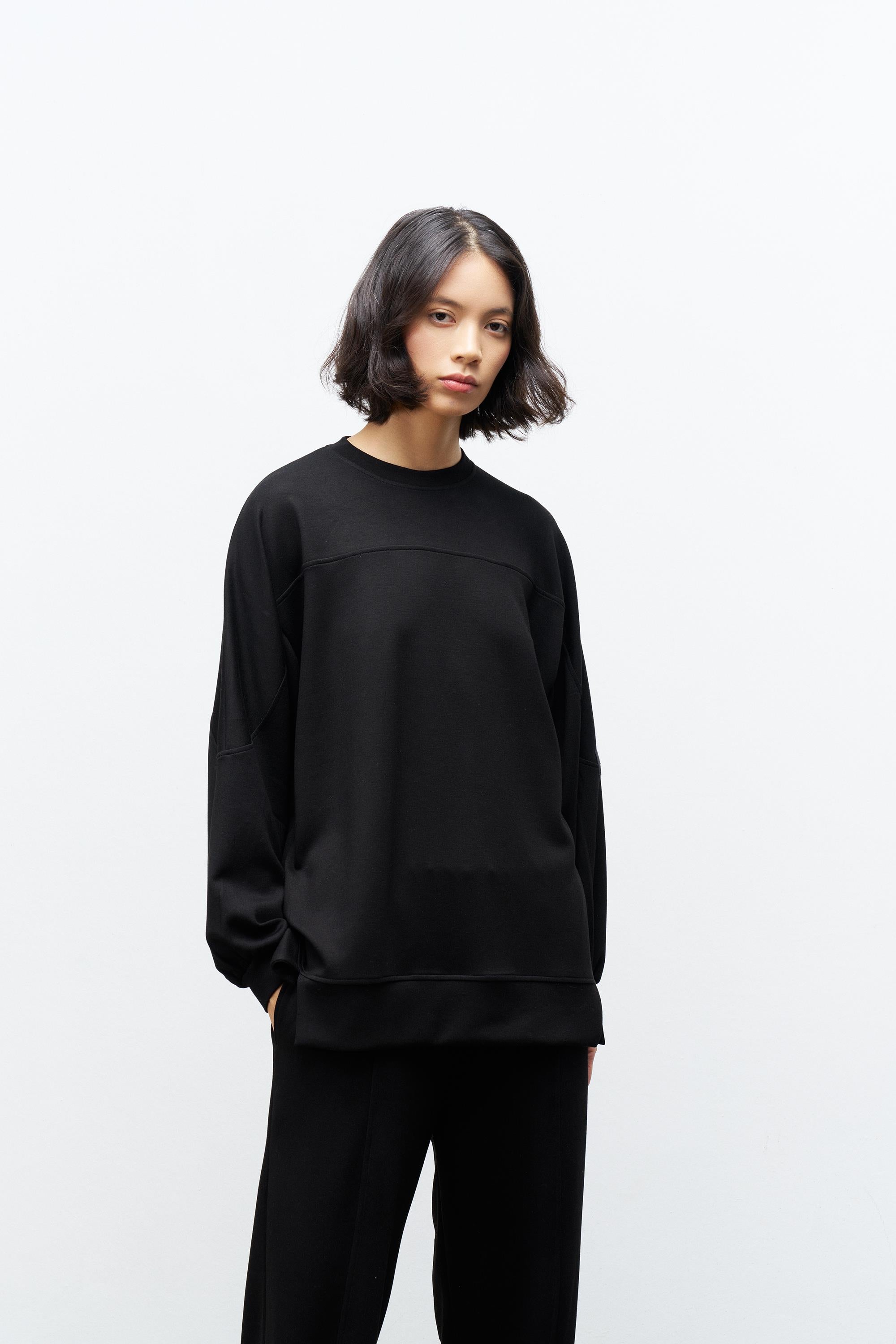 Siyah Kadın Premium Modal Süs Etiket Detaylı Jogger Alt-Üst Takım