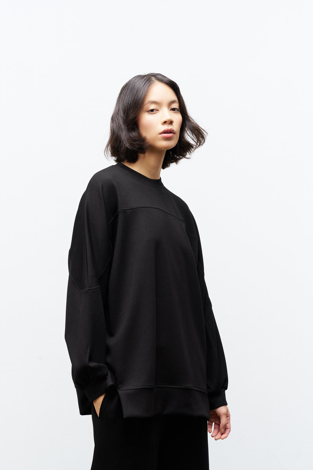 Siyah Kadın Premium Modal Süs Etiket Detaylı Jogger Alt-Üst Takım