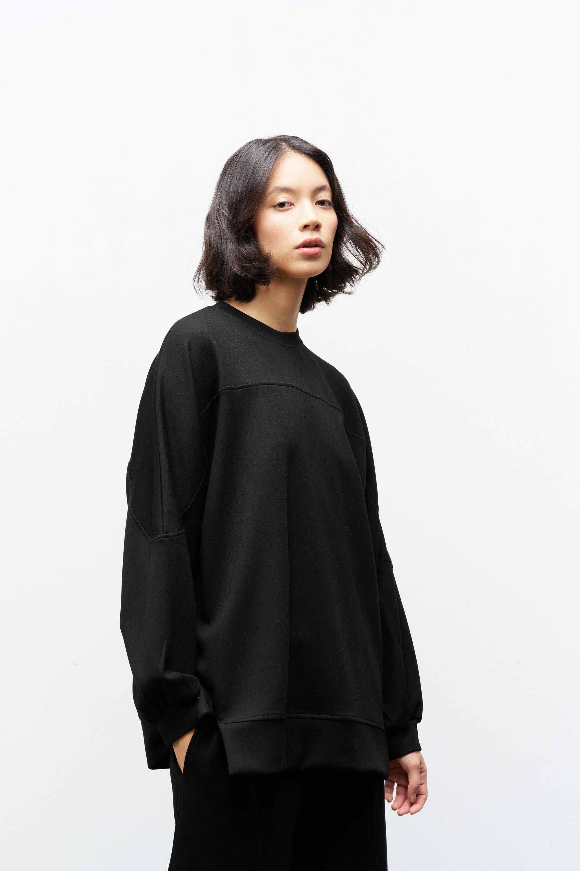 Siyah Kadın Premium Modal Süs Etiket Detaylı Jogger Alt-Üst Takım