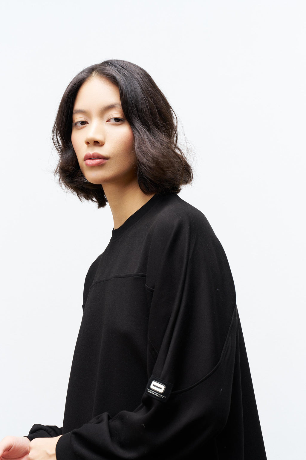 Siyah Kadın Premium Modal Süs Etiket Detaylı Jogger Alt-Üst Takım