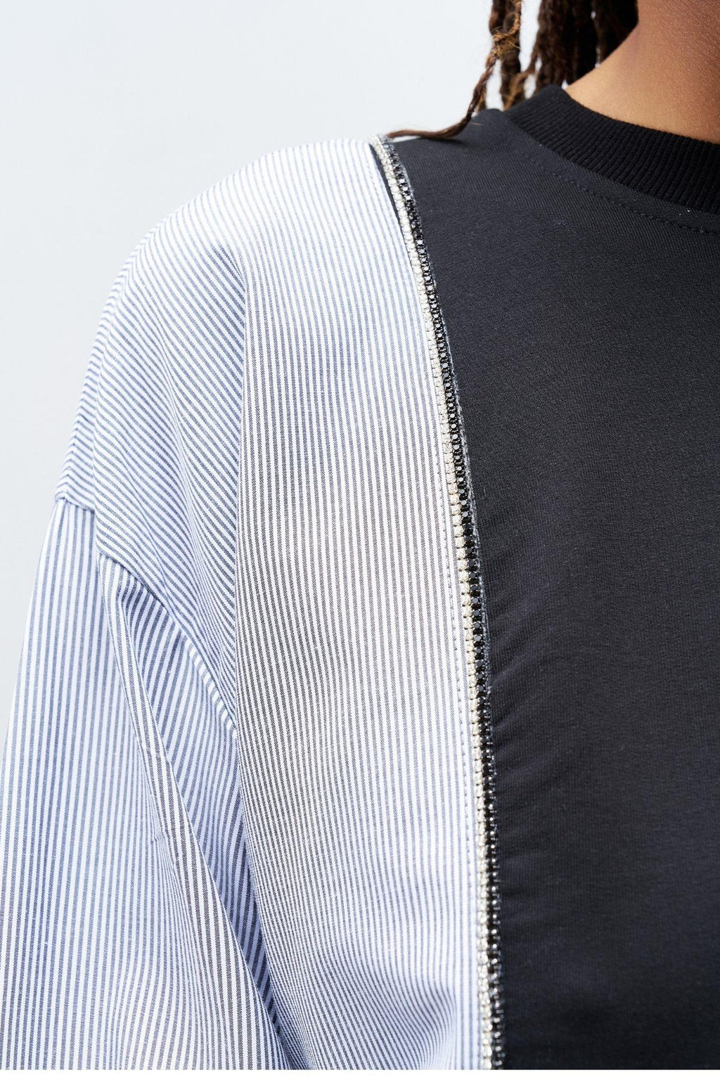 Siyah Kadın Üst Dokumalı Taş Şerit Detaylı Pamuklu Örme Alt Üst Takım