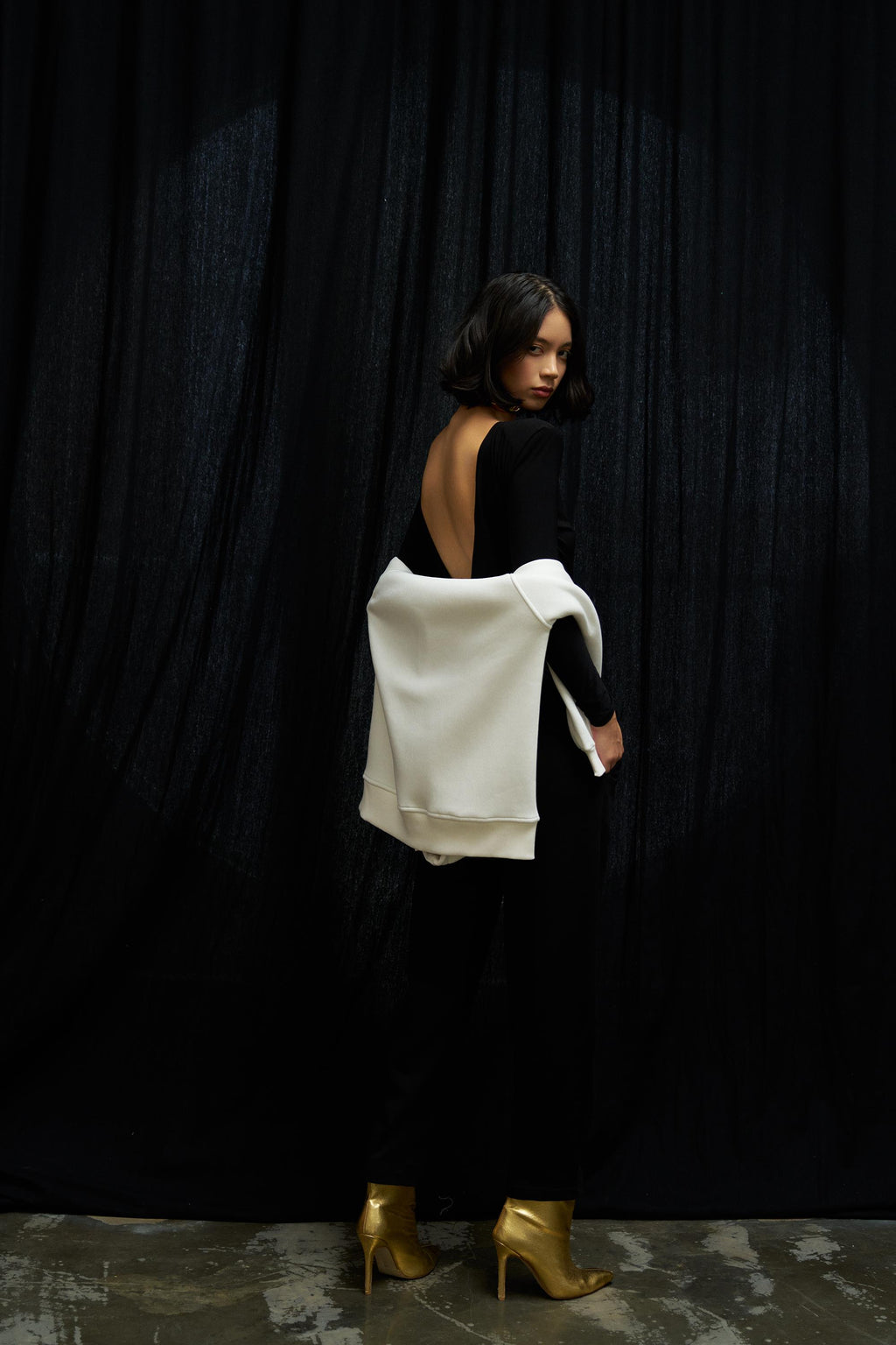 Siyah Kadın Yüksek Ayarlanabilir Bel Comfort Fit Pamuklu Jogger Pantolon