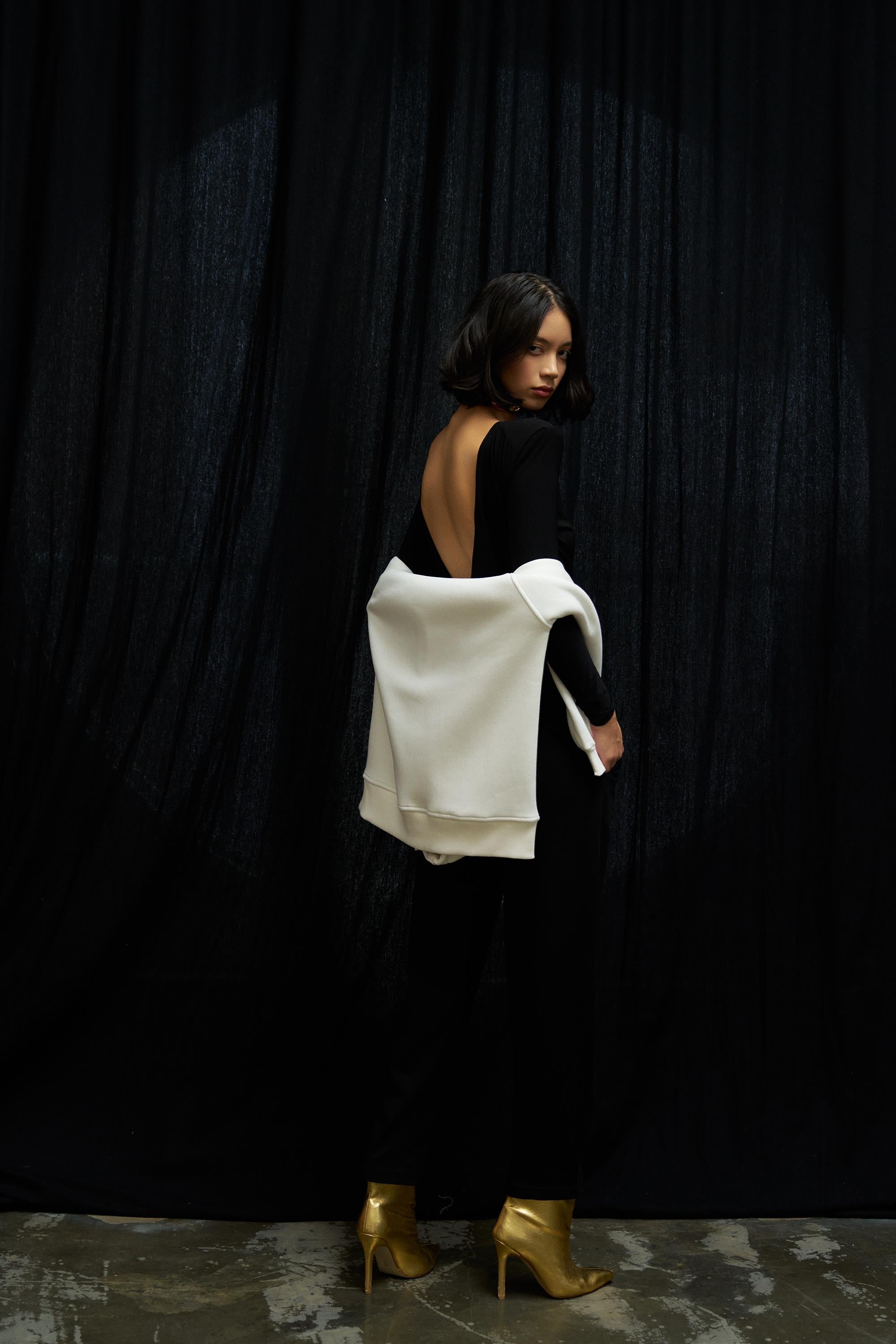 Siyah Kadın Yüksek Ayarlanabilir Bel Comfort Fit Pamuklu Jogger Pantolon