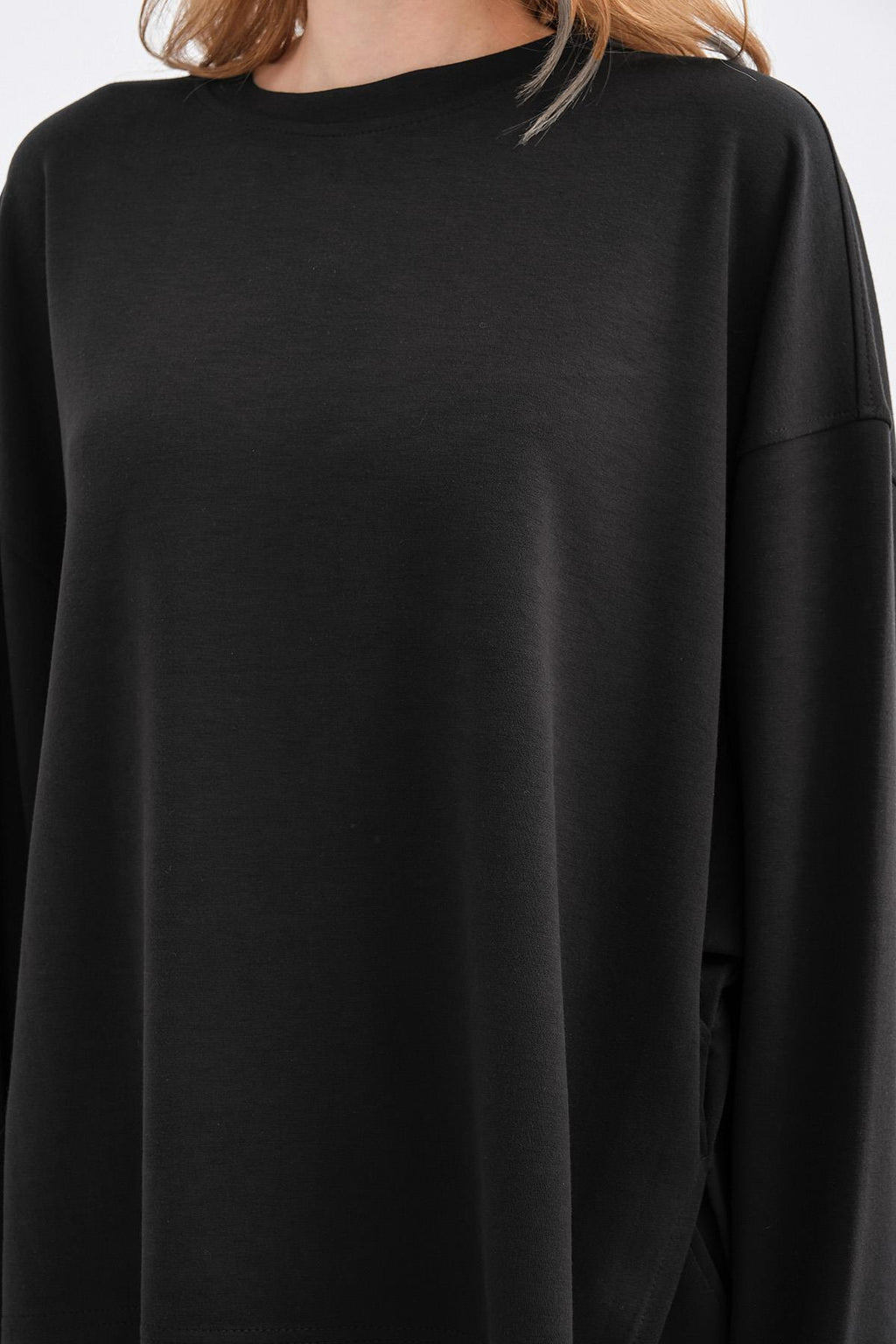 Siyah Kadın Yumuşak Dokulu Premium Modal Kumaş Alt-Üst Takım