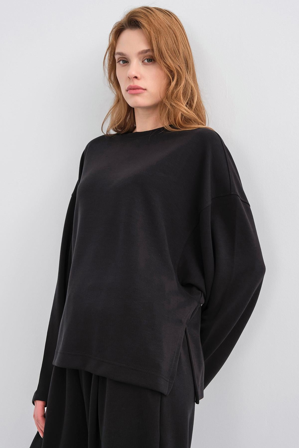 Siyah Kadın Yumuşak Dokulu Premium Modal Kumaş Alt-Üst Takım