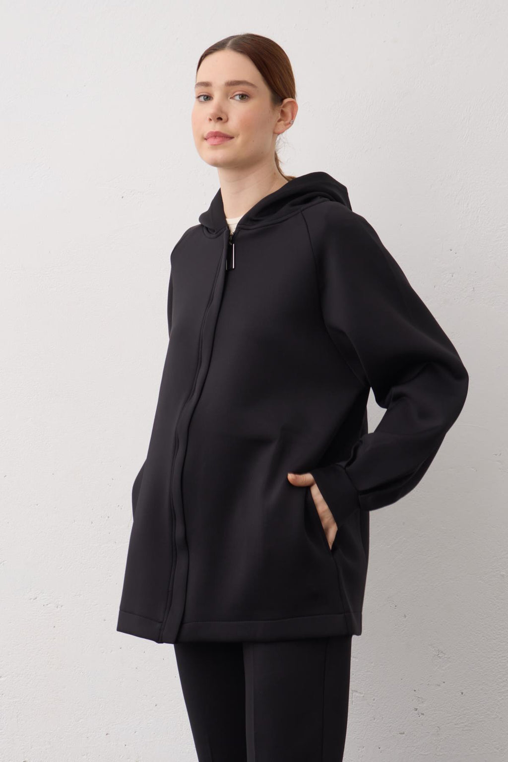 Siyah Kapüşonlu Fermuarlı Scuba Alt Üst Takım