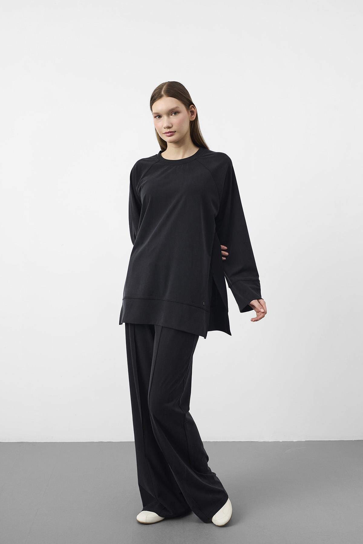 Siyah Oversize Kalıp Tencel Dokulu Relax Fit Premium Takım