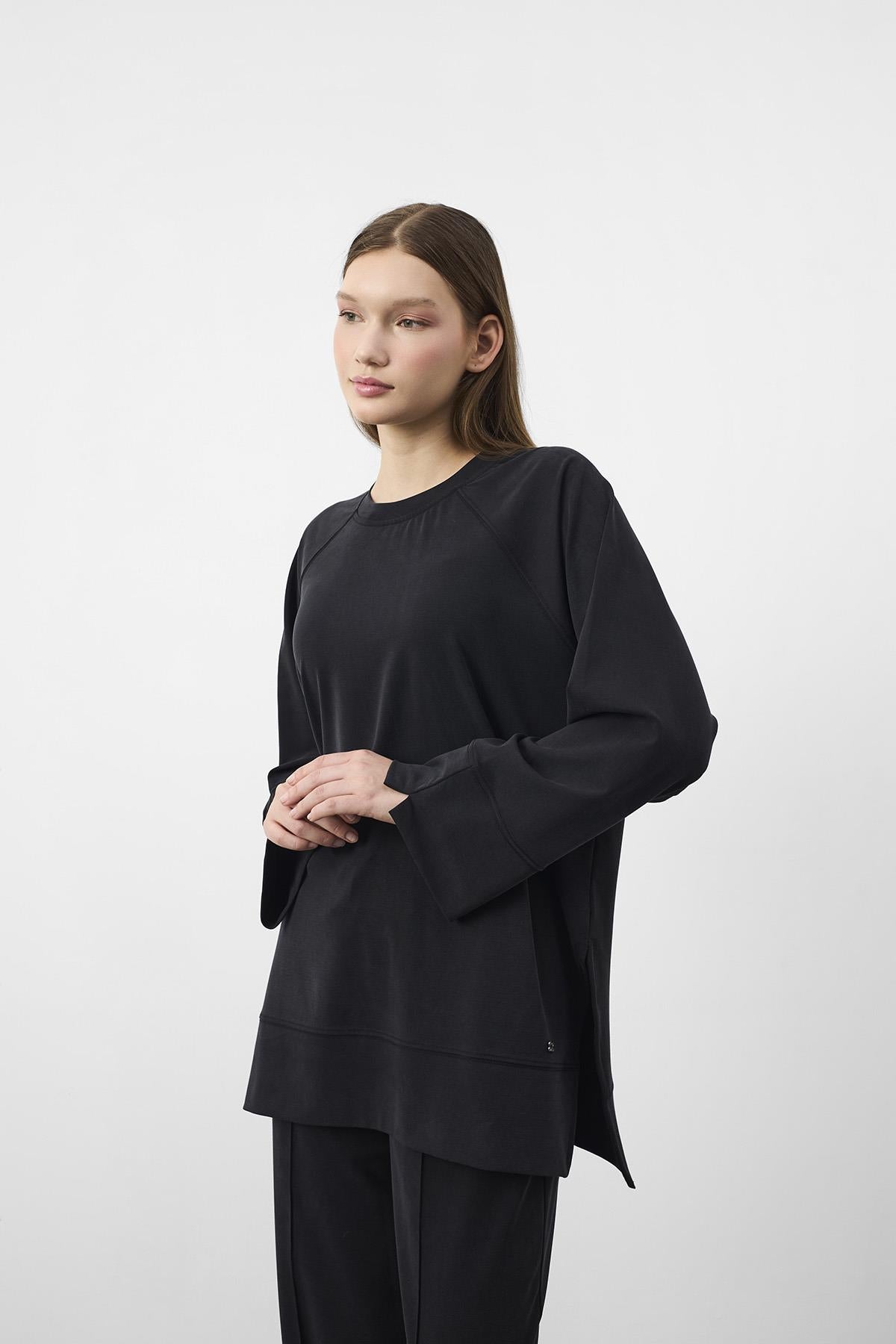 Siyah Oversize Kalıp Tencel Dokulu Relax Fit Premium Takım