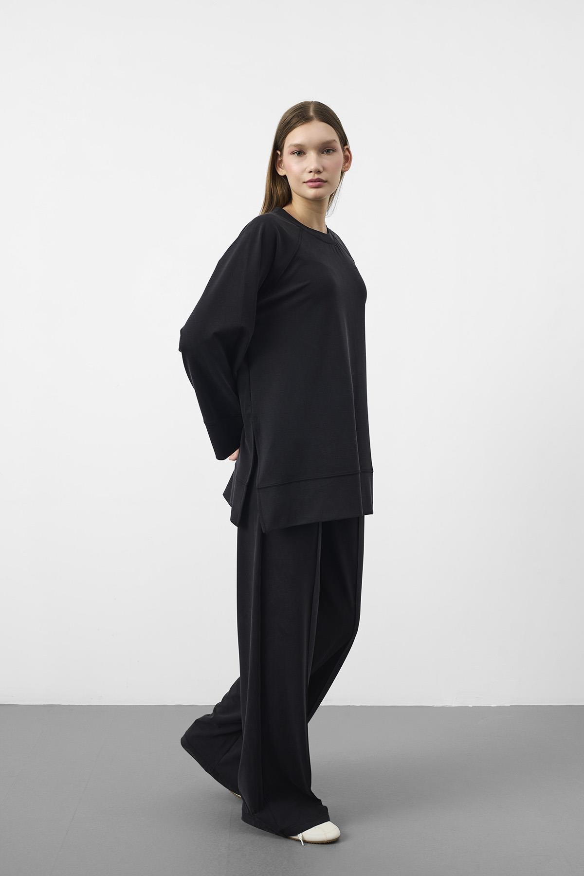 Siyah Oversize Kalıp Tencel Dokulu Relax Fit Premium Takım