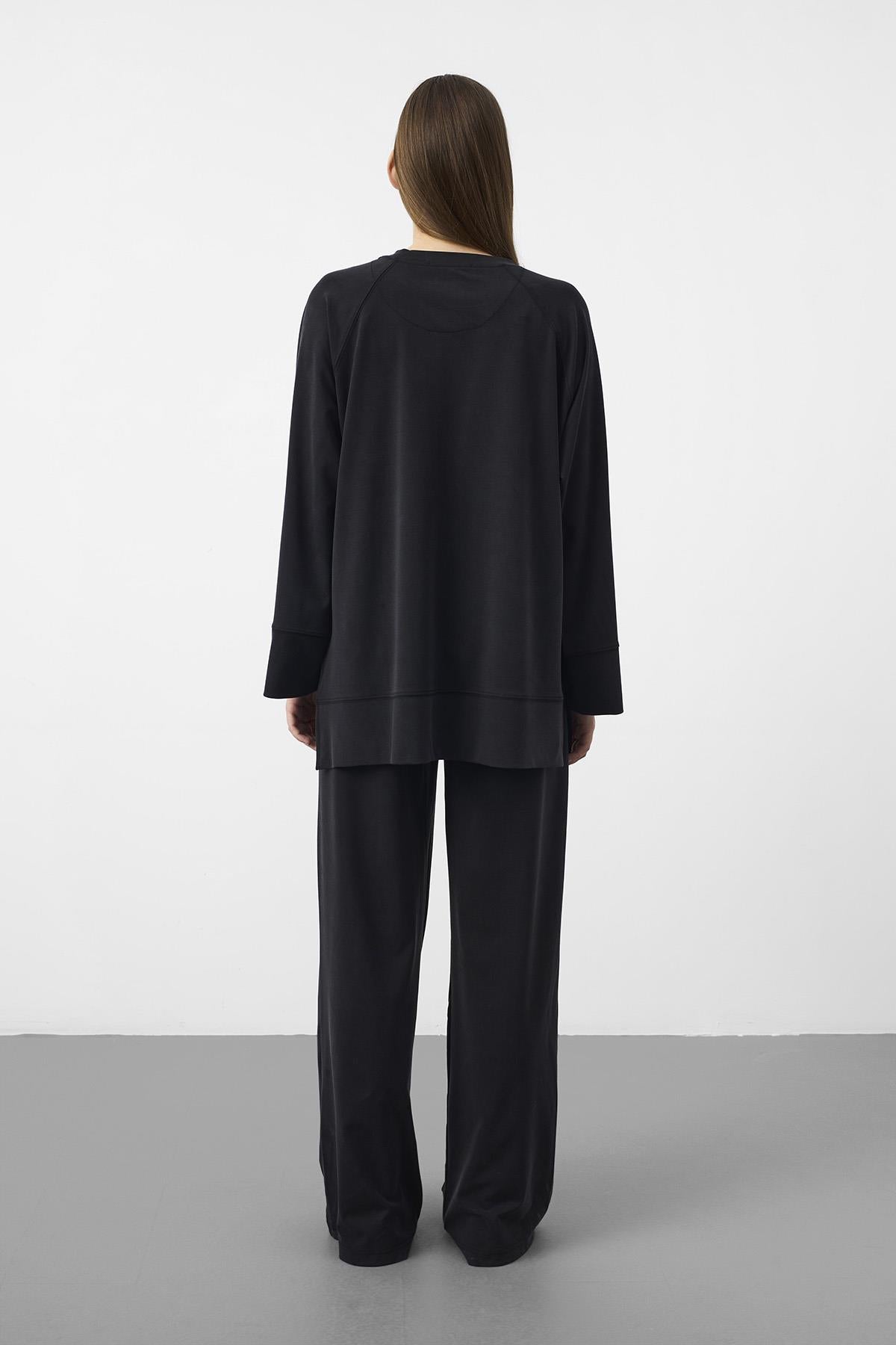 Siyah Oversize Kalıp Tencel Dokulu Relax Fit Premium Takım
