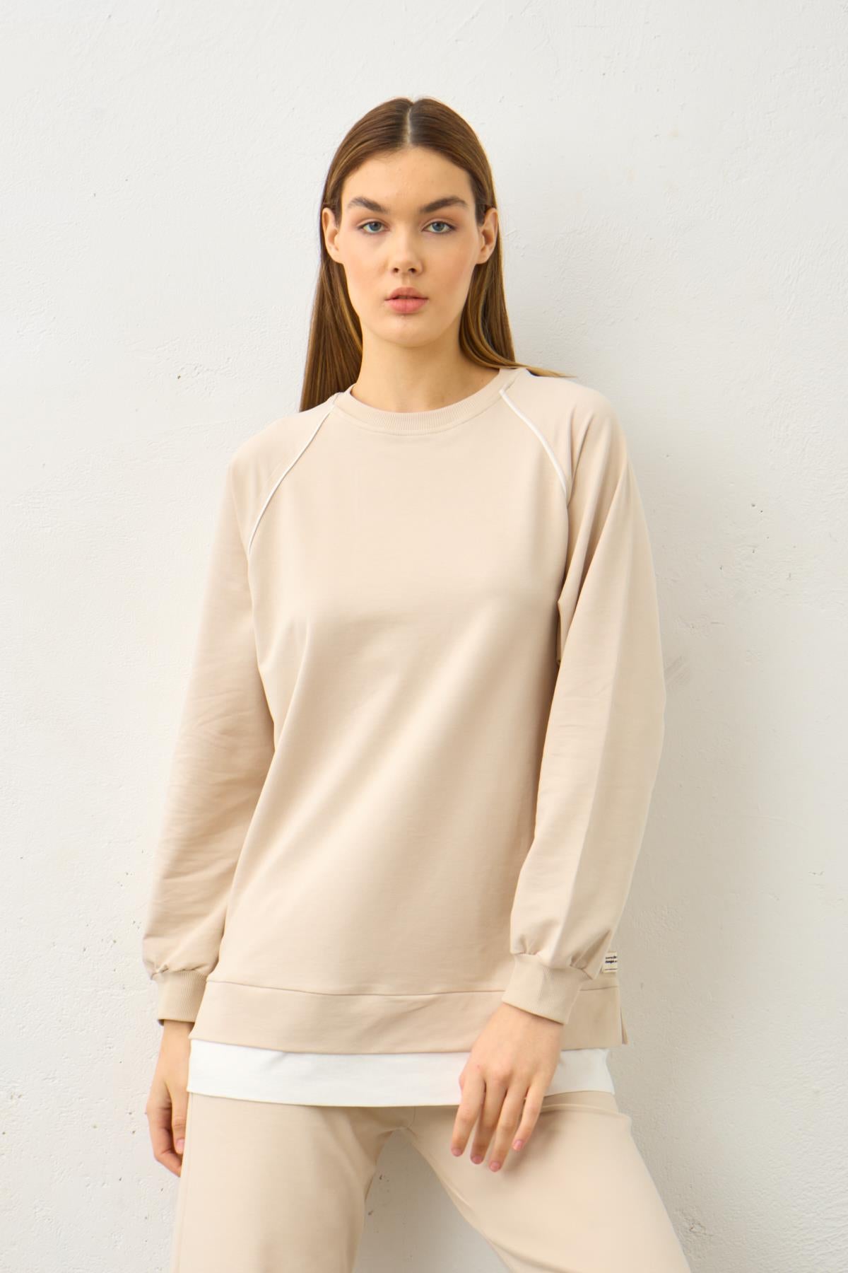 Taş Etiket Detaylı Paçası Fermuarlı Eteği Süprem Pamuklu Örme Alt Üst Takım