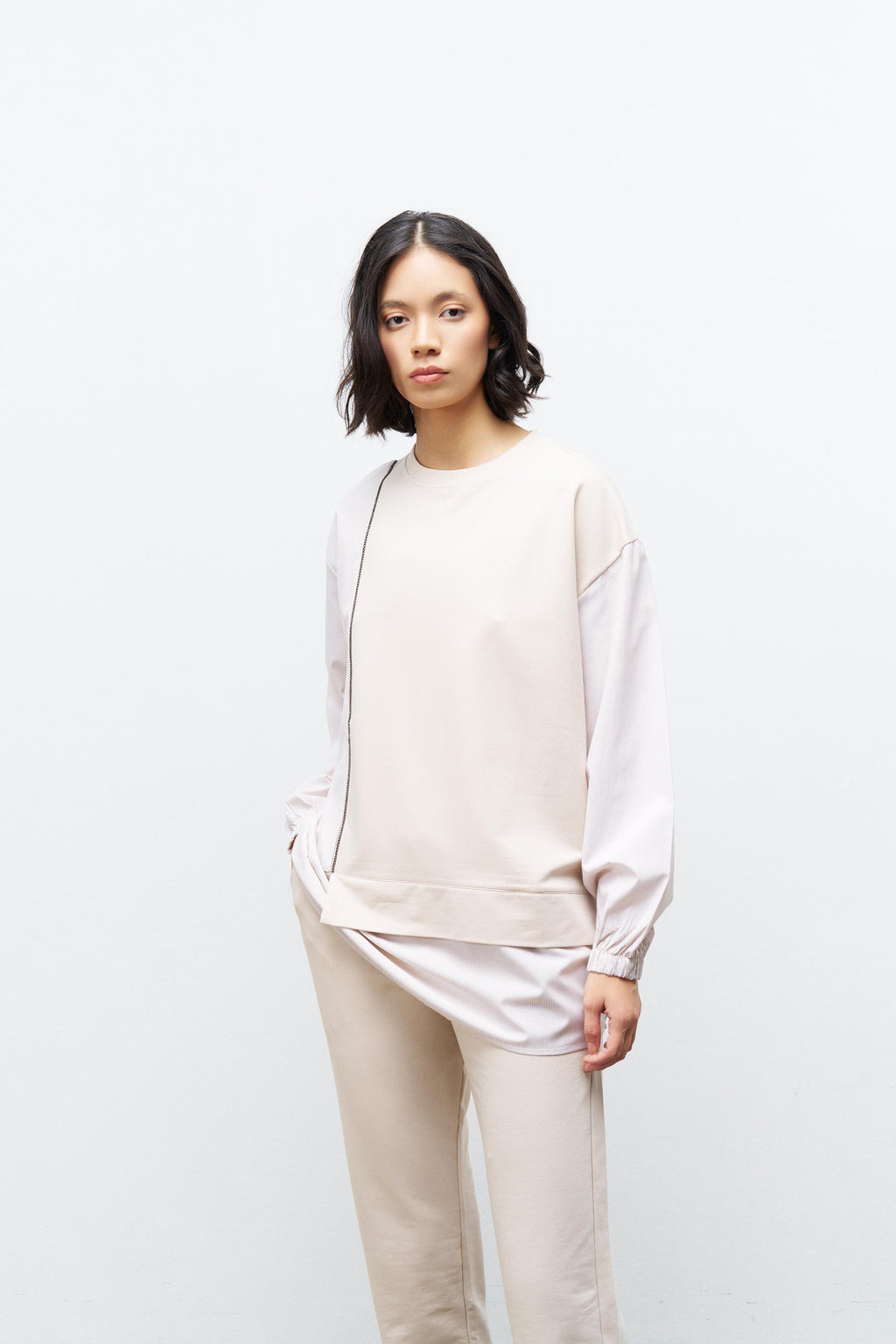 Taş Kadın Üst Dokumalı Taş Şerit Detaylı Pamuklu Örme Alt Üst Takım